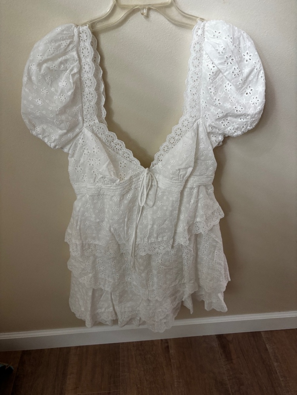 FOR LOVE & LEMONS ROSALYN DRESS NWT large white eyelet mini
